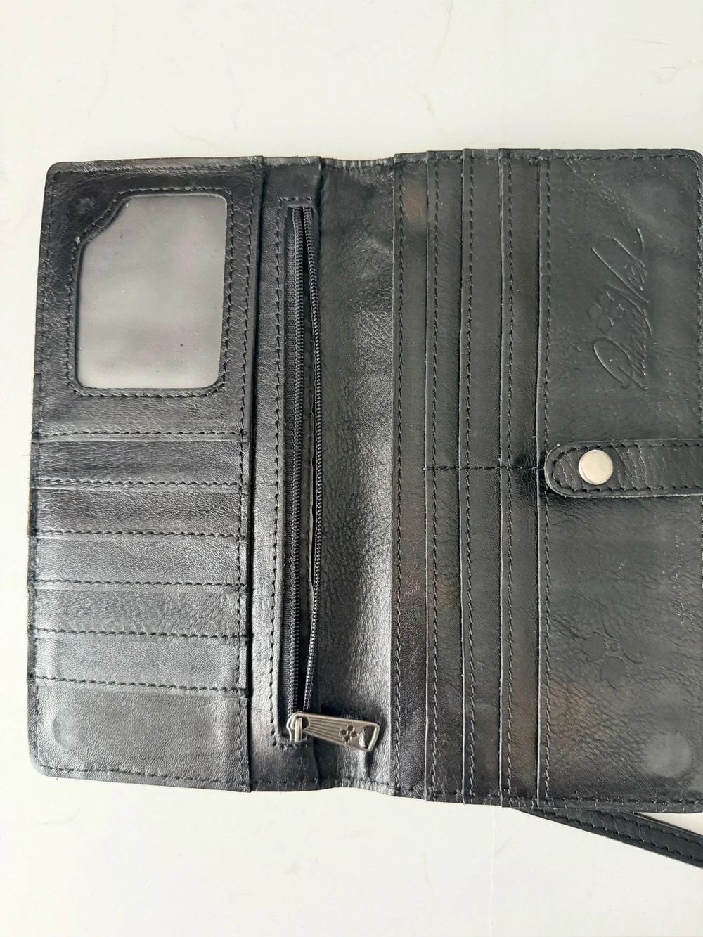 Patricia Nash Black Leather Wristlet Wallet